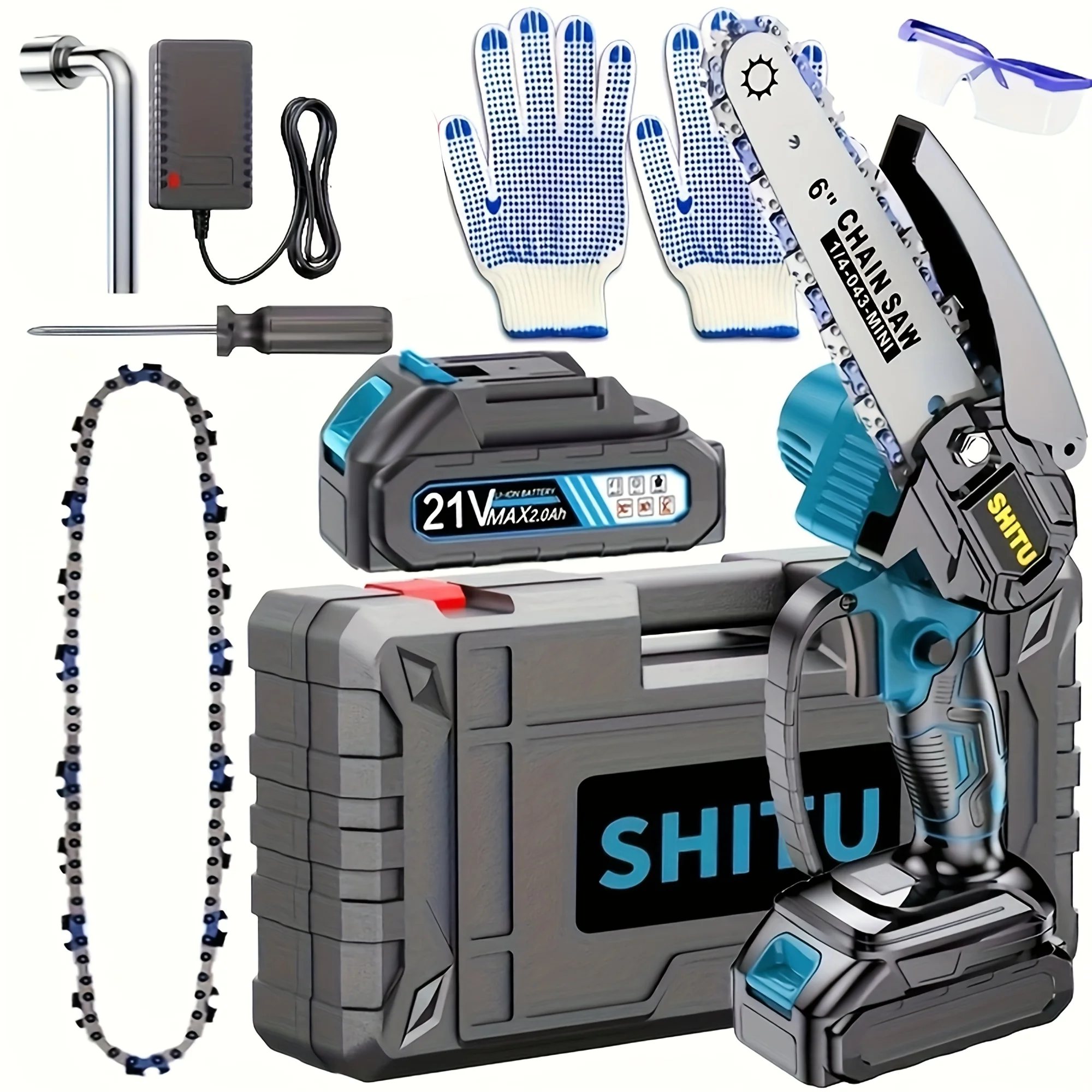 Tondeuse électrique portative sans fil et légère avec protection contre les éclaboussures, verrouillage de sécurité et adaptée à une coupe rapide des branches d'arbres