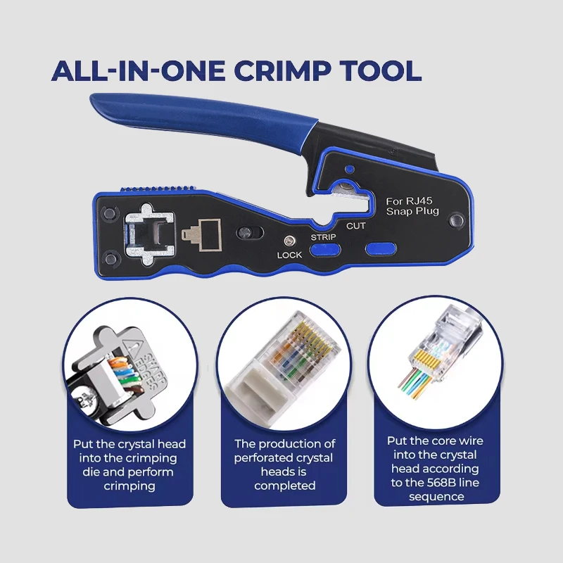 COMNEN Multifunctional Network Pliers Crimping Tool for Cat7 Cat6 Cat6A Cat5 Cat5e with Ethernet Connectors