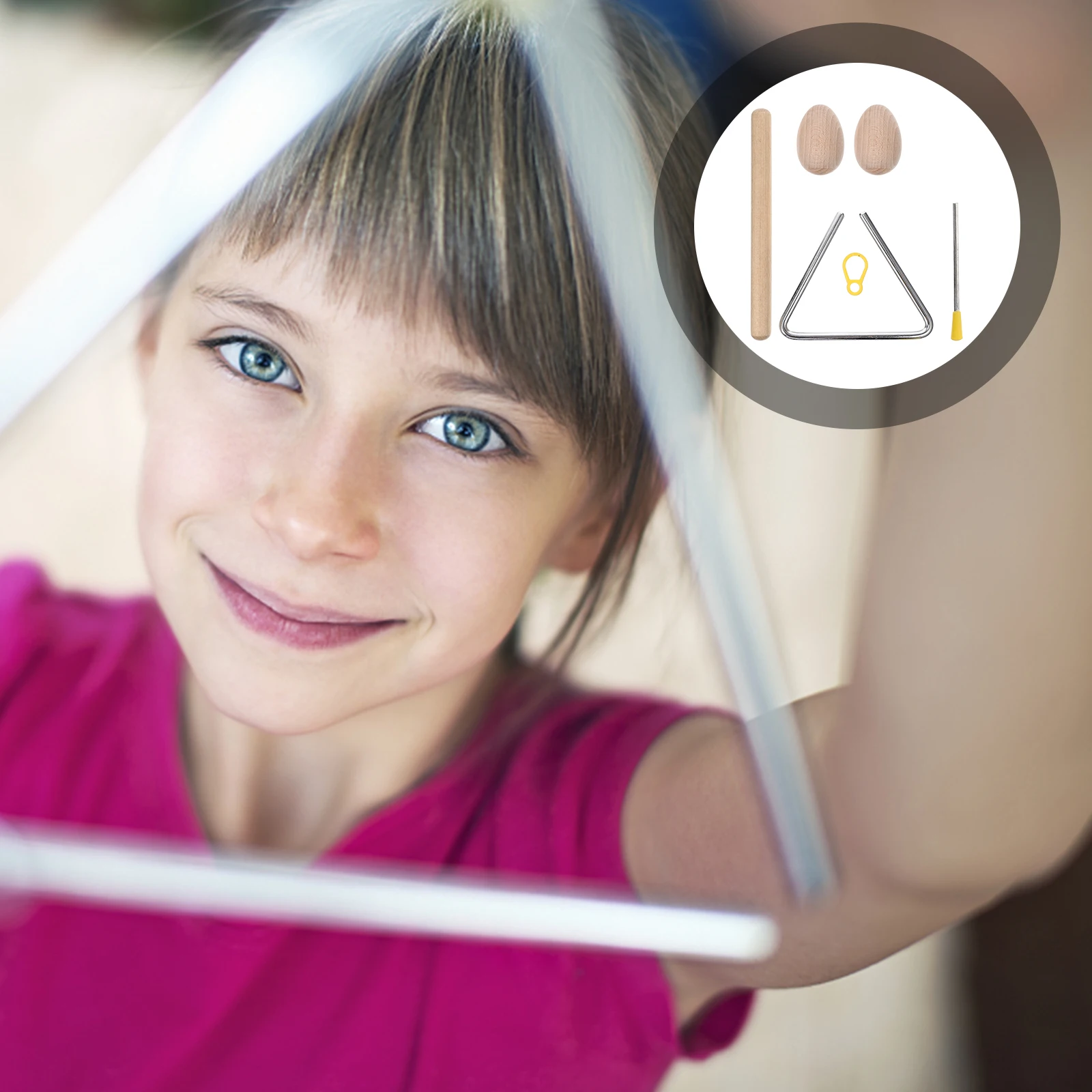

1Set Steel Triangle Percussion Instrument For Kids Adults Musical Rhythm Safe Design Brain Exercise Toddler Instruments