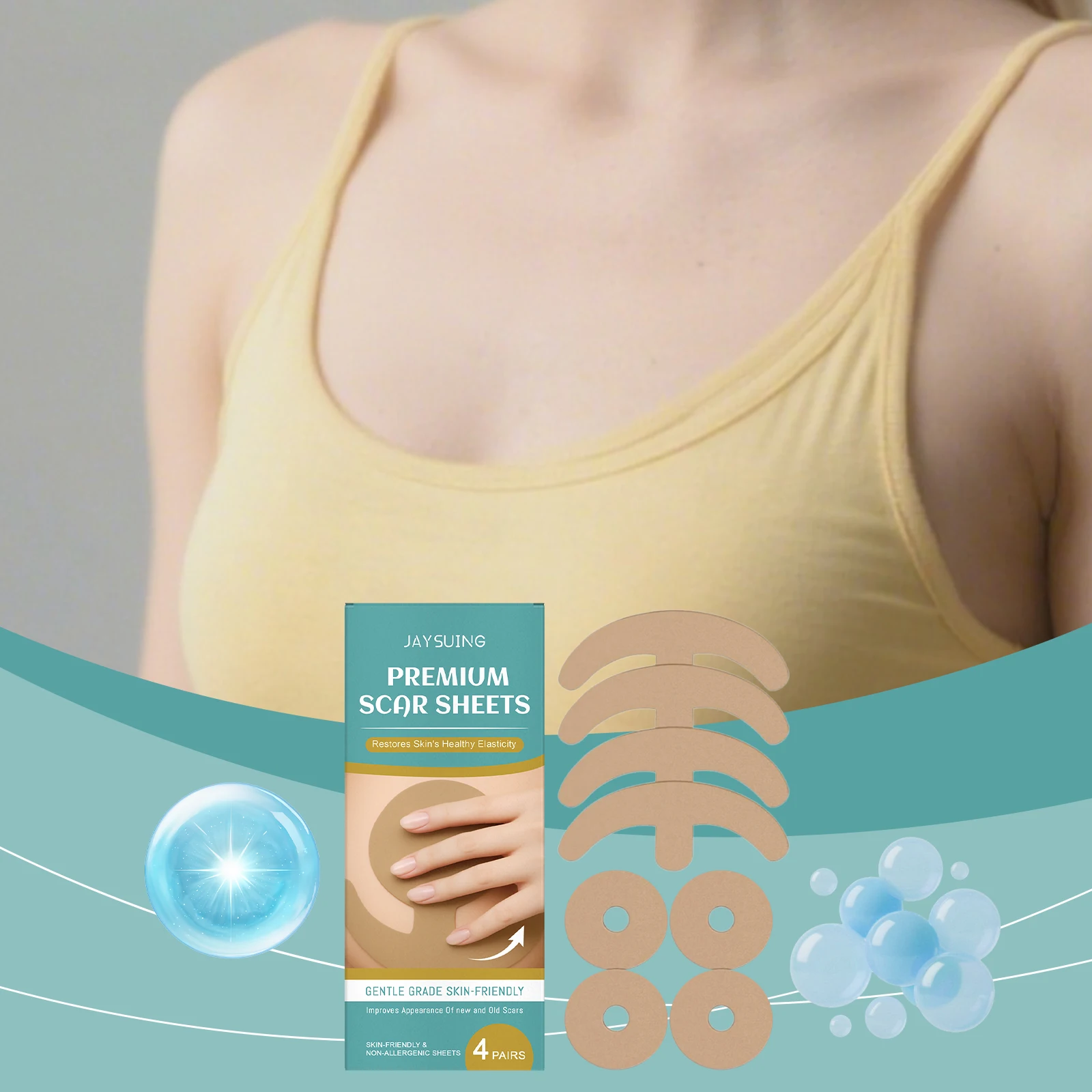 

Chest Care Patch Moisturize Increase Skin Elasticity Reduce Scars Repair Skin Barrier Hyaluronic Acid Pulling Shaping Stickers