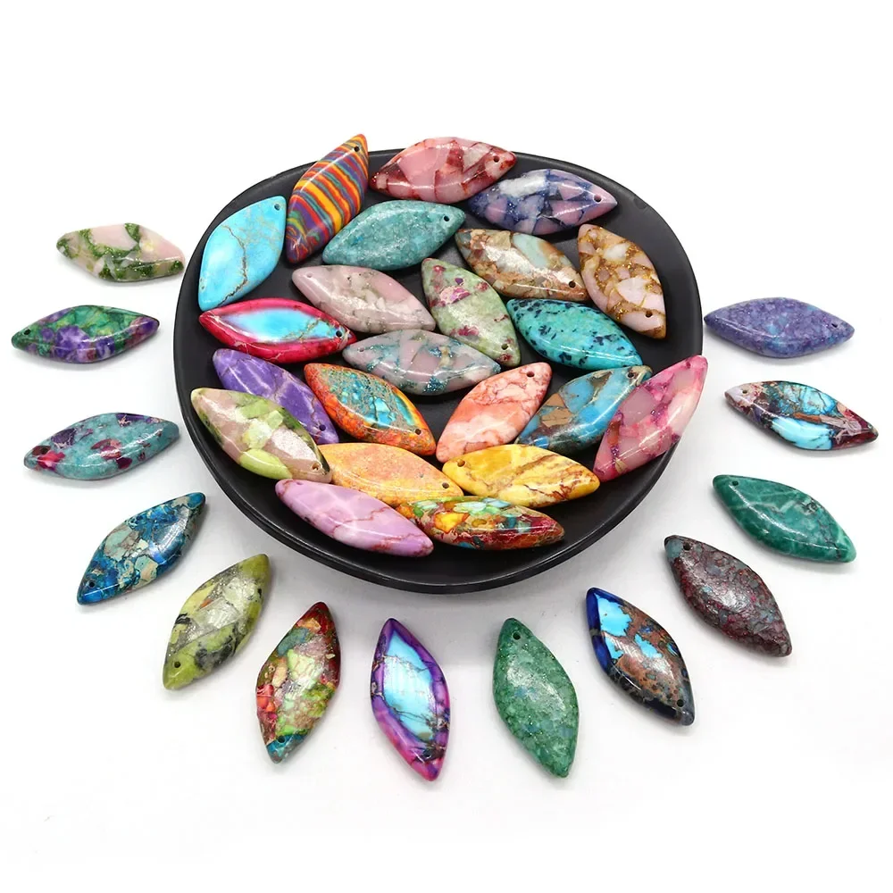 Colorful Imperial Stone Polished Rhombus Dyed Synthetic Turquoise Single-hole Pendants Loose Beads DIY Necklace Earring Jewelry