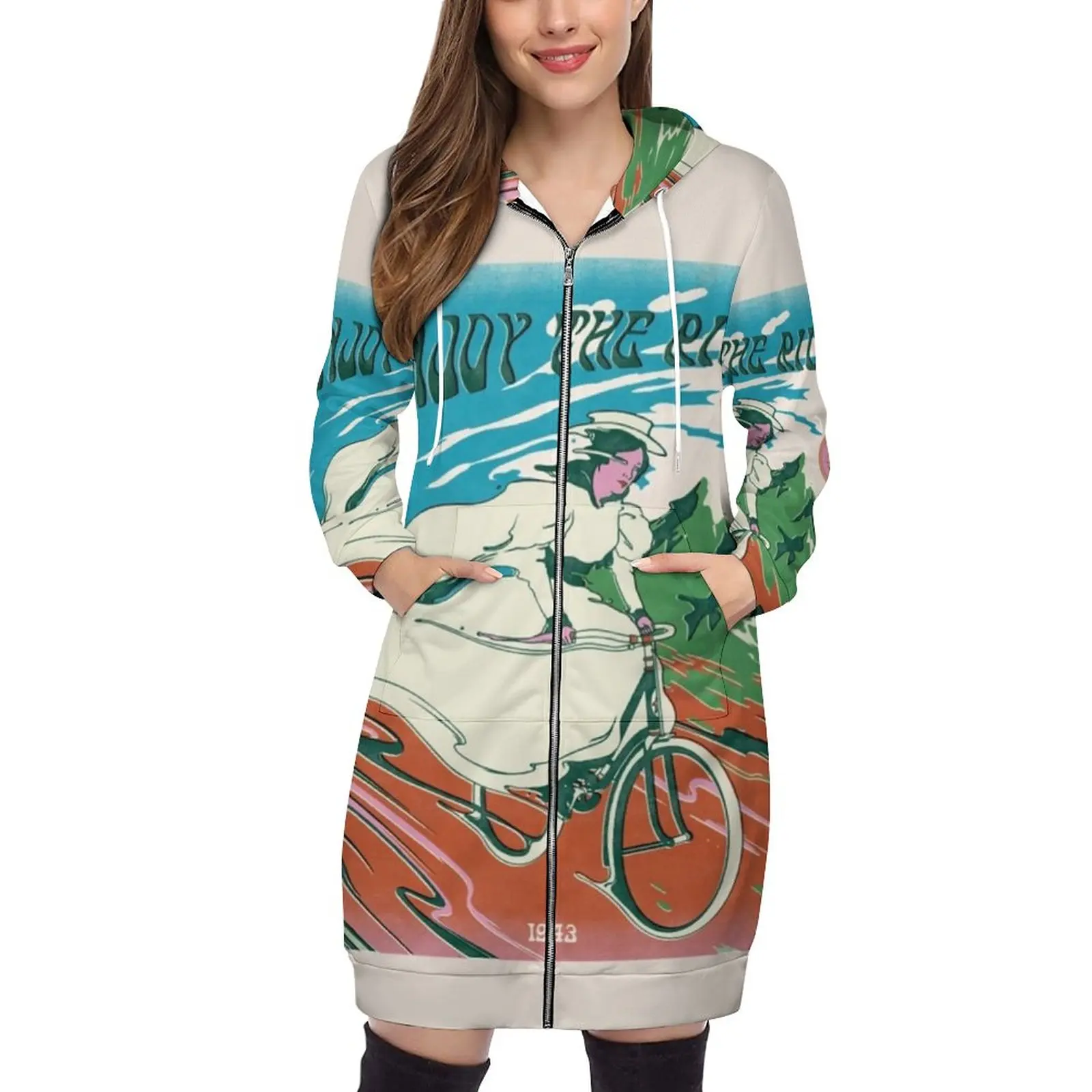 

Enjoy The Ride Pullovers Hoodies Long Sleeve Hoodie Sweatshirt Printed Pocket Hooded Sweatshirts For Women Ride Bike Bicycle