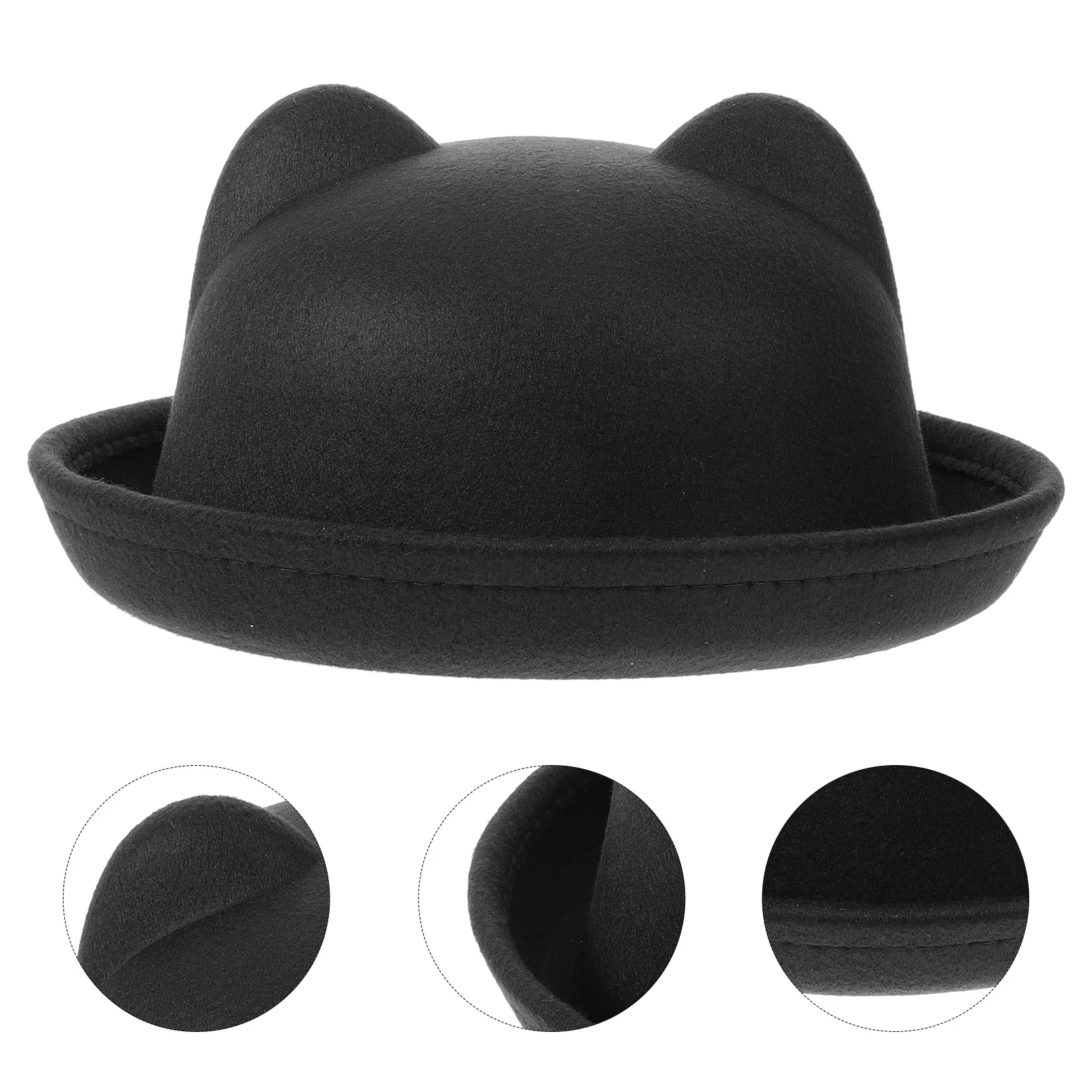 

Cat Ear Hat Kids Black Polyester Top Hat Costume Accessory Halloween Party Steampunk Dress Up Children Fashion Cap