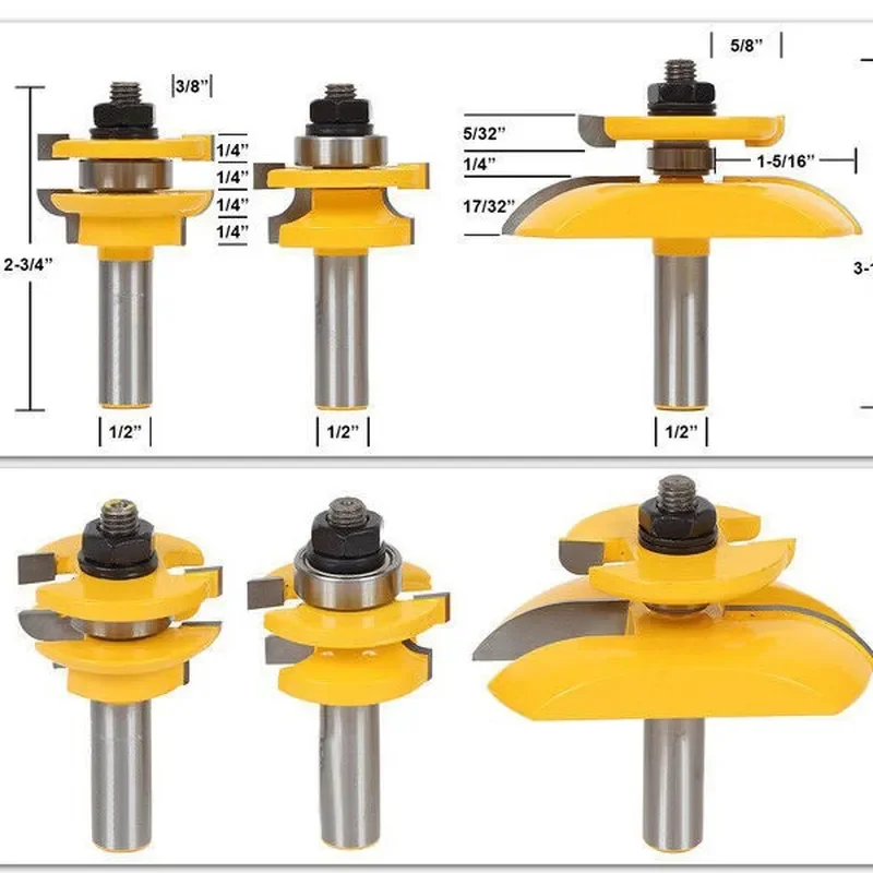 High quality 3 piece woodworking milling cutter set for engraving machine and CNC router bits professional woodworking knife