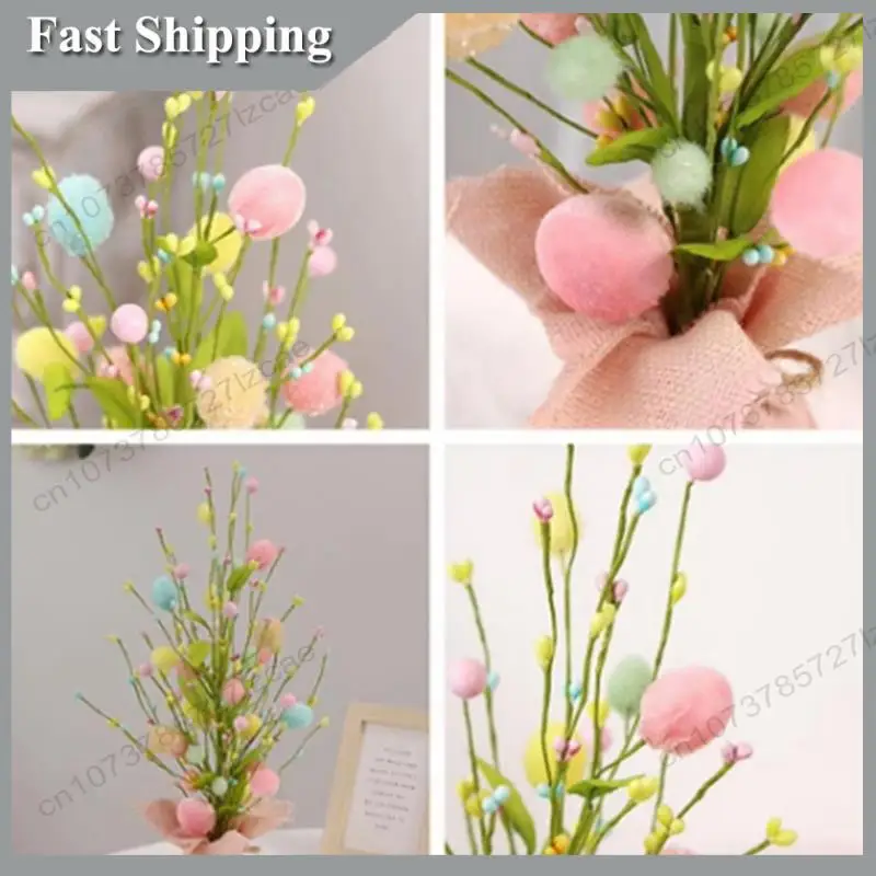 

-A99Z Easter Egg Tree With Delicate Ornaments Colorful Easter Decorations Tabletop Decor Artificial Plant Wedding Gift
