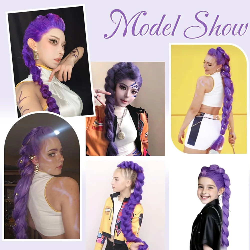 طويل الأرجواني تجديل الشعر 24 بوصة قبل امتدت جدائل شعر صناعية لضفائر وصلات شعر أرجوانية لجميع القديسين تأثيري