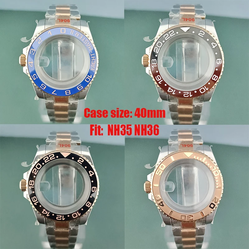 40mm Left Crown 10bar waterproof watch case fits NH34 NH35 NH36120 Click bezel 316 stainless steel sapphire glass