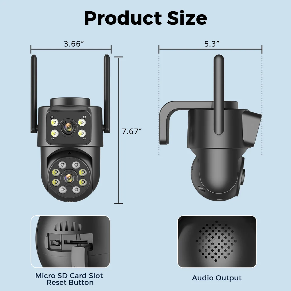 Anbiux 4k 8mp wifi câmera de vigilância 4mp 4x zoom digital ptz ip lente dupla ai humano detectar câmera de segurança ao ar livre icsee app