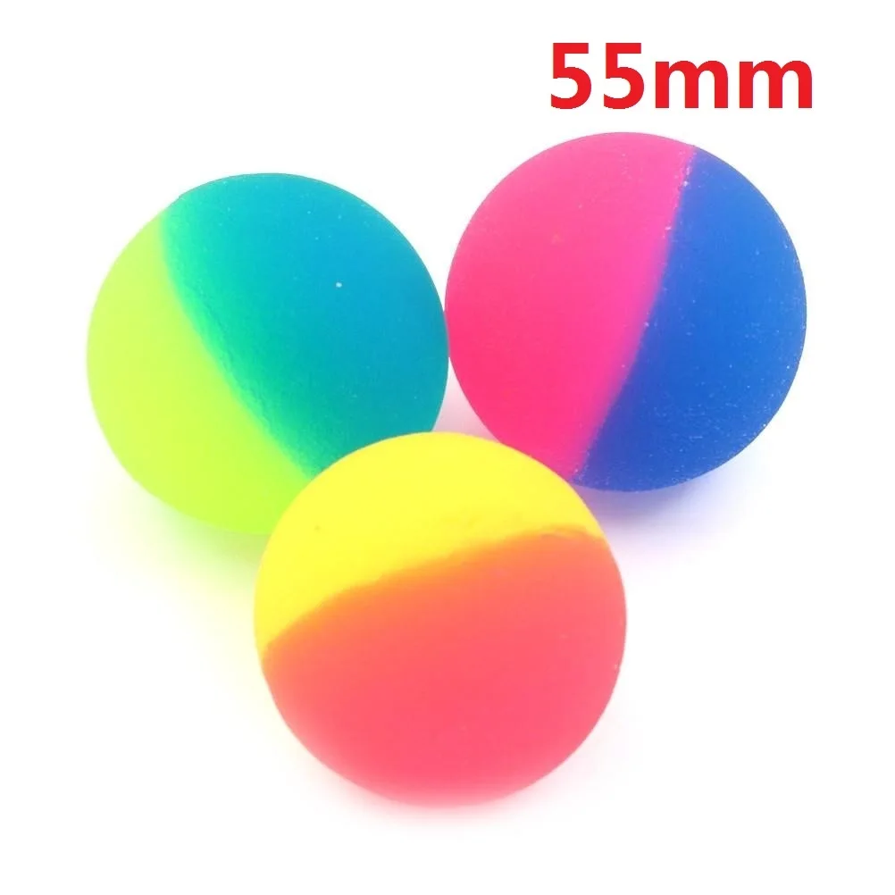 42/55mm Bicolor Elastic Ball Toy Children Colored Boy Bouncing Ball Rubber Kids Sport Games Elastic Jumping Balls