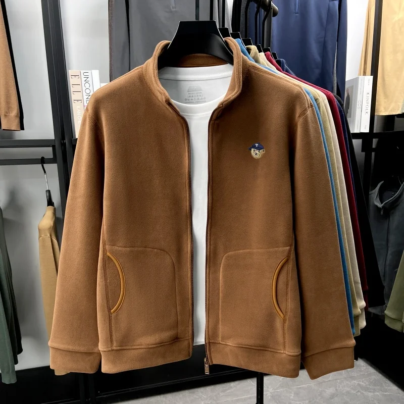Luxus-High-End-Marke Männer Plush Warmwasche Jacke Exquisite Bear Stickerei Design Herbst Winter Weiche Komfort Standing Collar Jacke – Detail 10