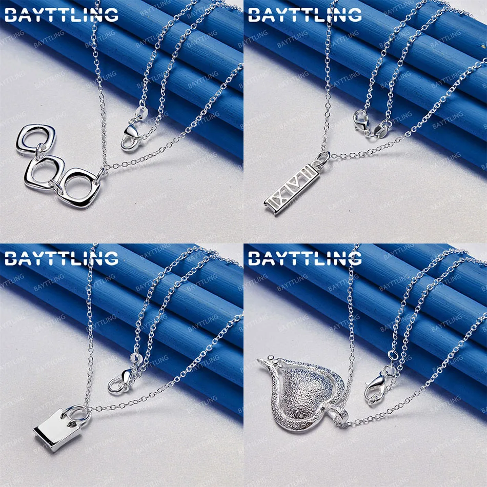 

Fashion 925 Sterling Silver 16-30 Inch Beautiful Heart Shape Geometric Pendant Necklace Women's Jewelry Accessories Engagement