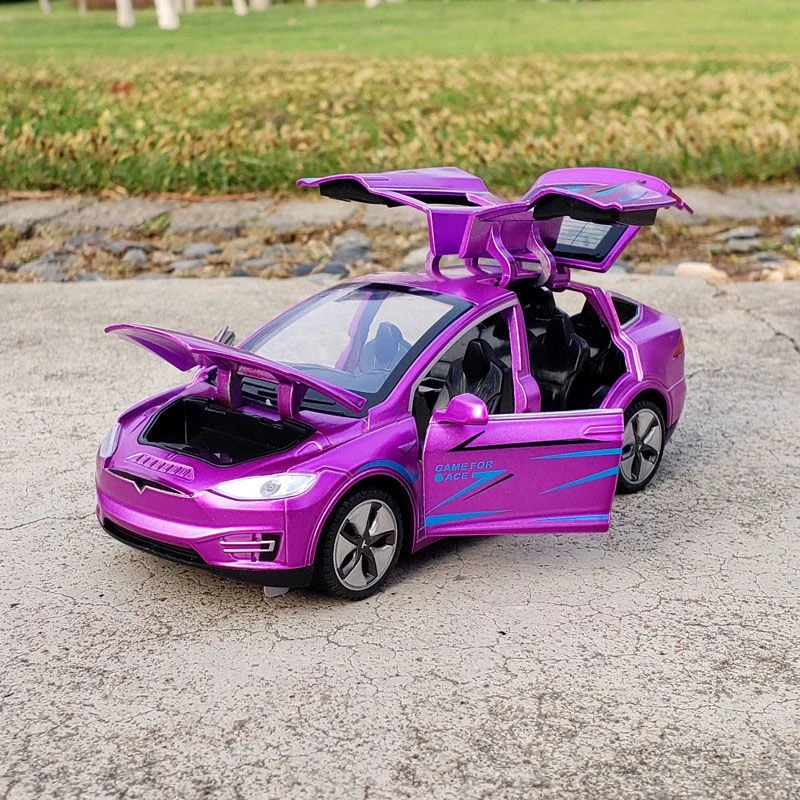 1:32 Model X Model 3 Alloy New Energy Car Model Diecasts Metal Toy Vehicles Car Model Sound and Light Collection Kids Gift