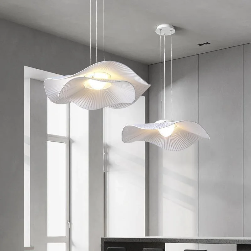 Imagem -02 - Minimalista Led Lotus Leaf Chandelier Designer Fabric Estilo Pendant Light Sala de Estar Casa Quarto Sótão Iluminação Lâmpada Decorativa