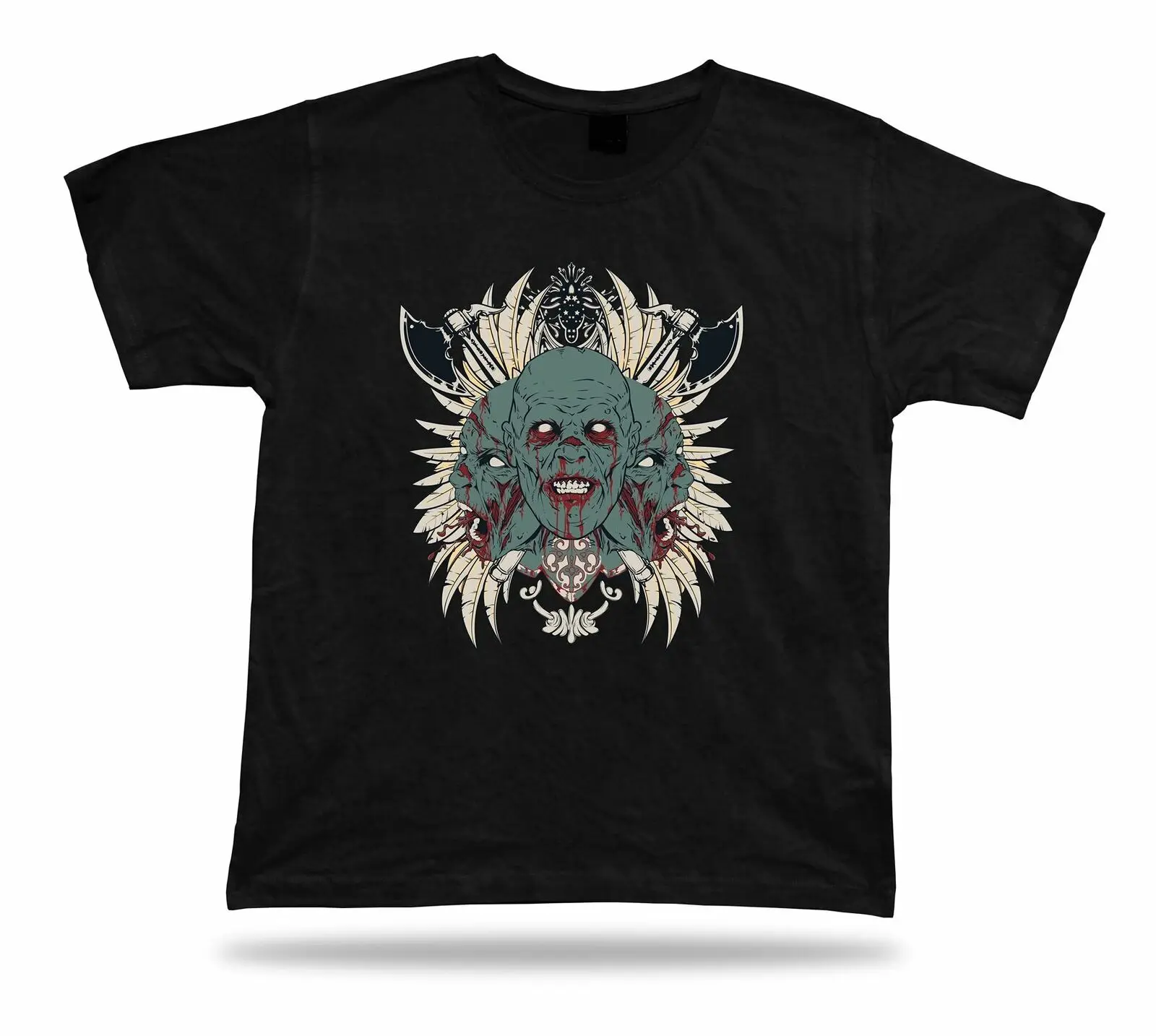 Tshirt Tee Shirt Birthday Gift Idea Cerberus Three Heads Bleeding Axes Emblam