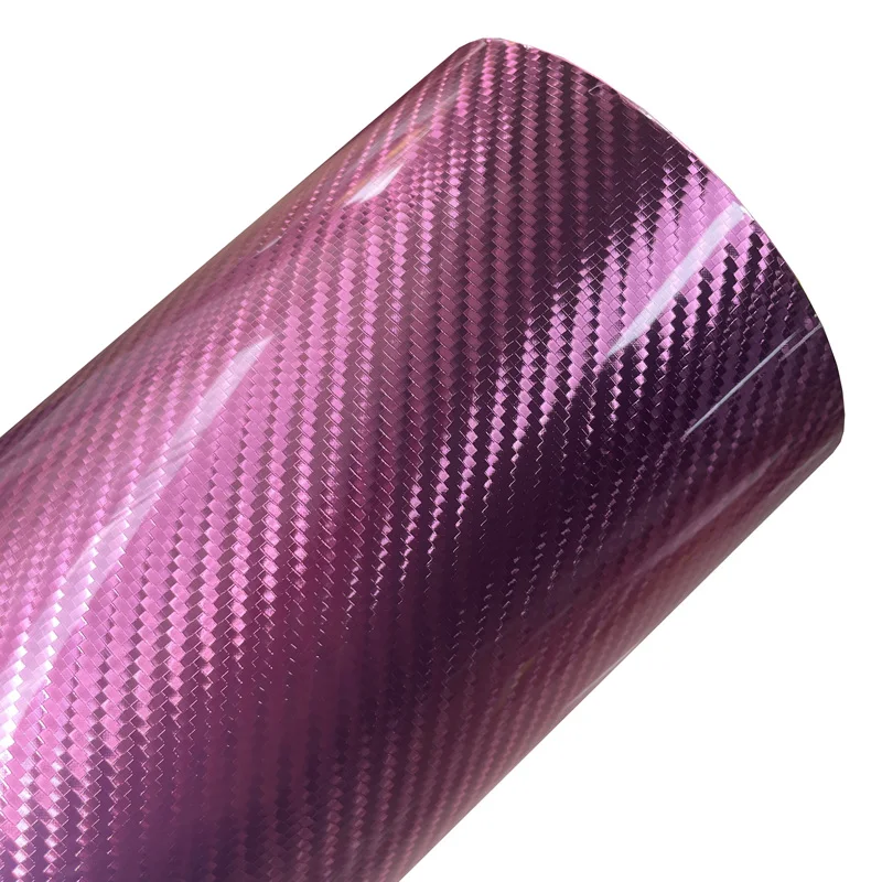 Premium PET Hochglanz Chrom 5D Rosa Carbonfolie Vinyl-Wrap-Film Rolle DIY Selbstklebende Aufkleber Auto-Folierung