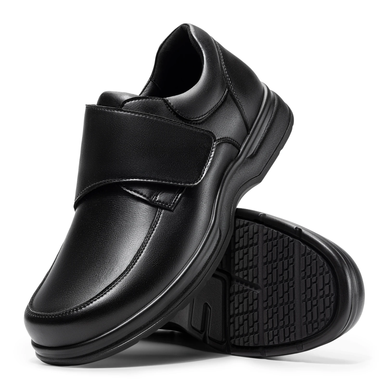 FitVille Men'S Extra Wide Diabetic Leather Dress Shoes, Roomy Wide Toe Box, Built-In Arch Support Orthopedic Shoes, Pain Relief For Swollen Feet, Edema, Plantar Fasciitis, Bunions & Neuropathy