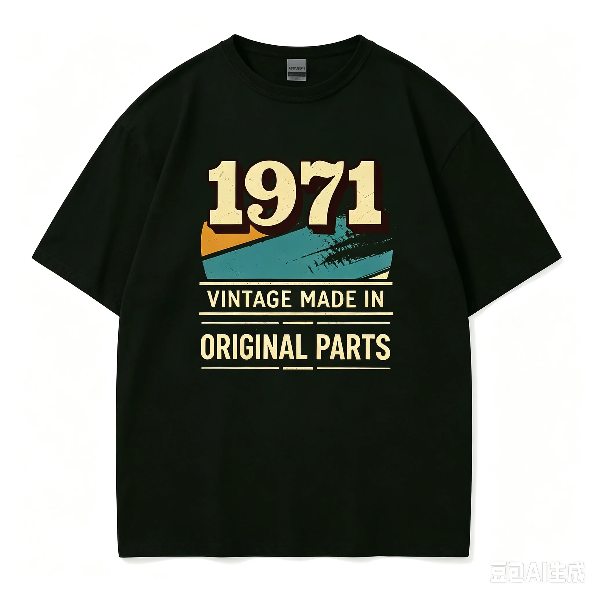 Vintage Made In 1971 Original Parts Graphic Men T‑Shirt Retro 70s Birthday Crew Neck Short Sleeve Tee