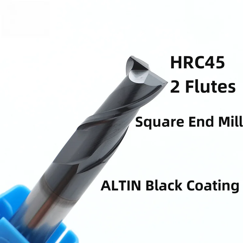 

HRC45 2 Flute Squre End Mill Tungsten Carbide Flat Milling Cutter D3 4 5 6 8 10 12 14 16 18 20mm CNC Cutting Tools 100 150mm