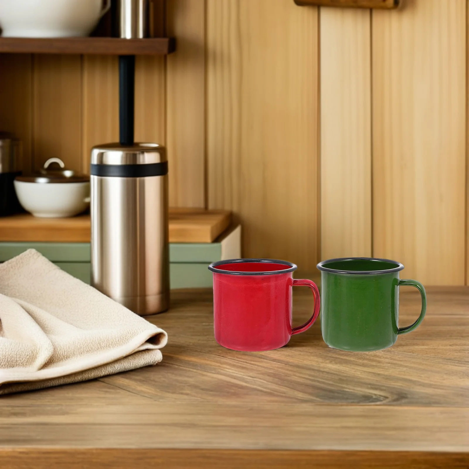 

4pcs Retro Cup Vintage Style Enamel Mugs For Coffee Tea Water Travel Office Home Use Enamel Drinking Mug Lightweight Scald