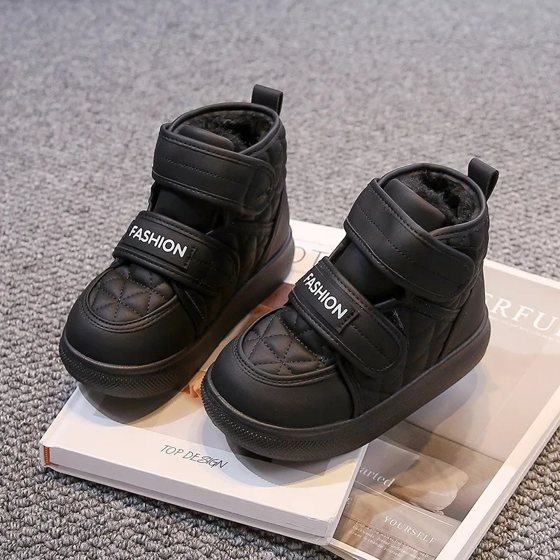 Children's Snow Boots 2026 Winter New Baby Shoes Anti Slip Waterproof Thickened Fleece and Cold Proof Cotton Boots for Boys