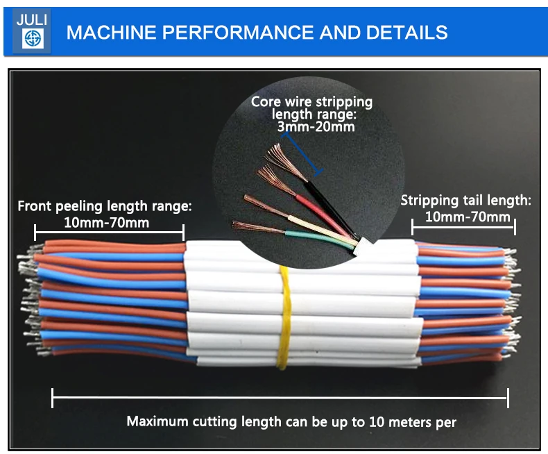 Fully automatic 3core round wire cutting and stripping machine cable manufacturing equipment