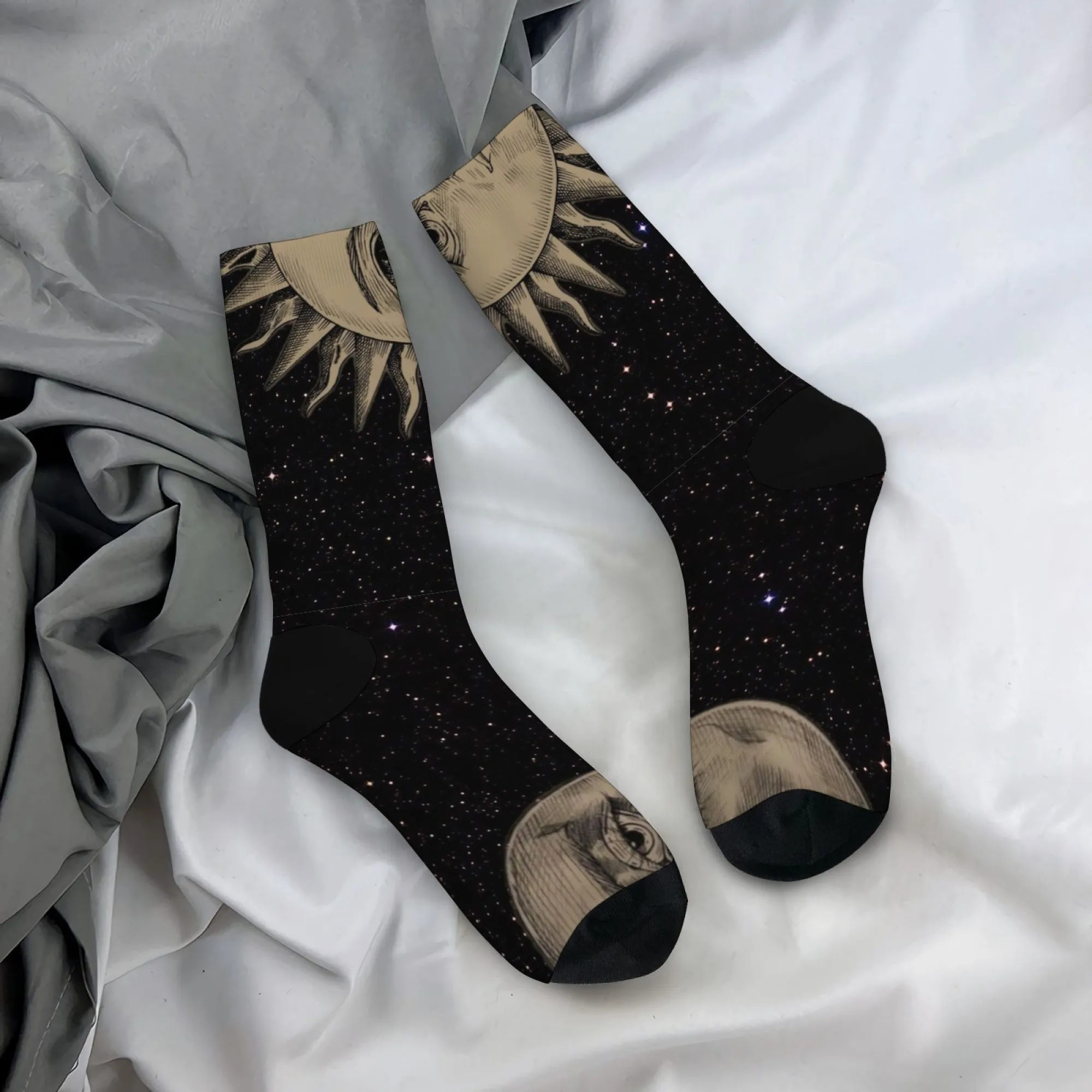 نمط عين سريالي الكل رؤية على طباعة سديم متوهجة للتلميذ ستارفيلد تصميم القوطية غالاكسي منتصف العجل الجوارب لأسلوب غامض