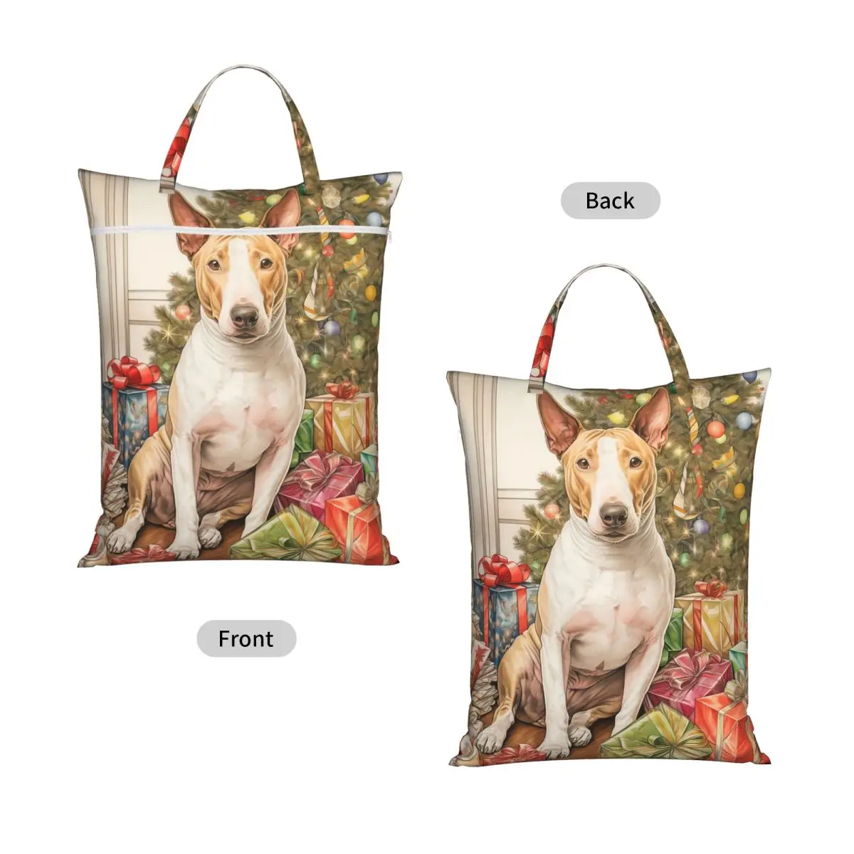 Christmas Staffordshire Bull Terrier Dog Portrait Laundry Collector Foldable Laundry Basket Home Organizer Washing Basket