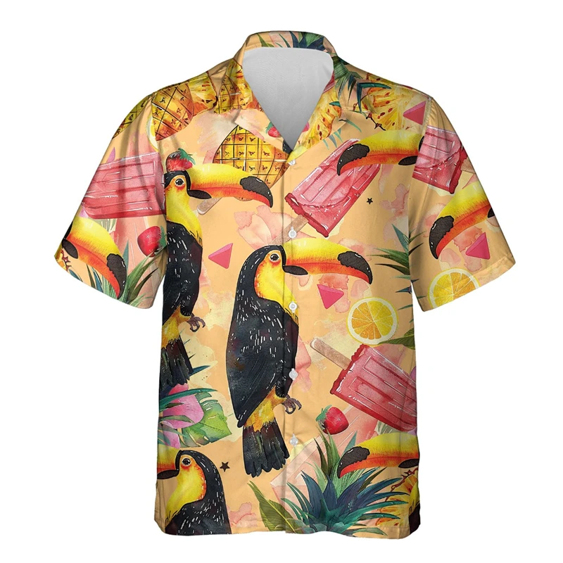 Fruitliefhebbers Hawaii Shirt Voor Mannen Kleding Vers Fruit Casual Button Down Unisex Luau Strand Shirts Watermeloen Cherry Citroen Tops