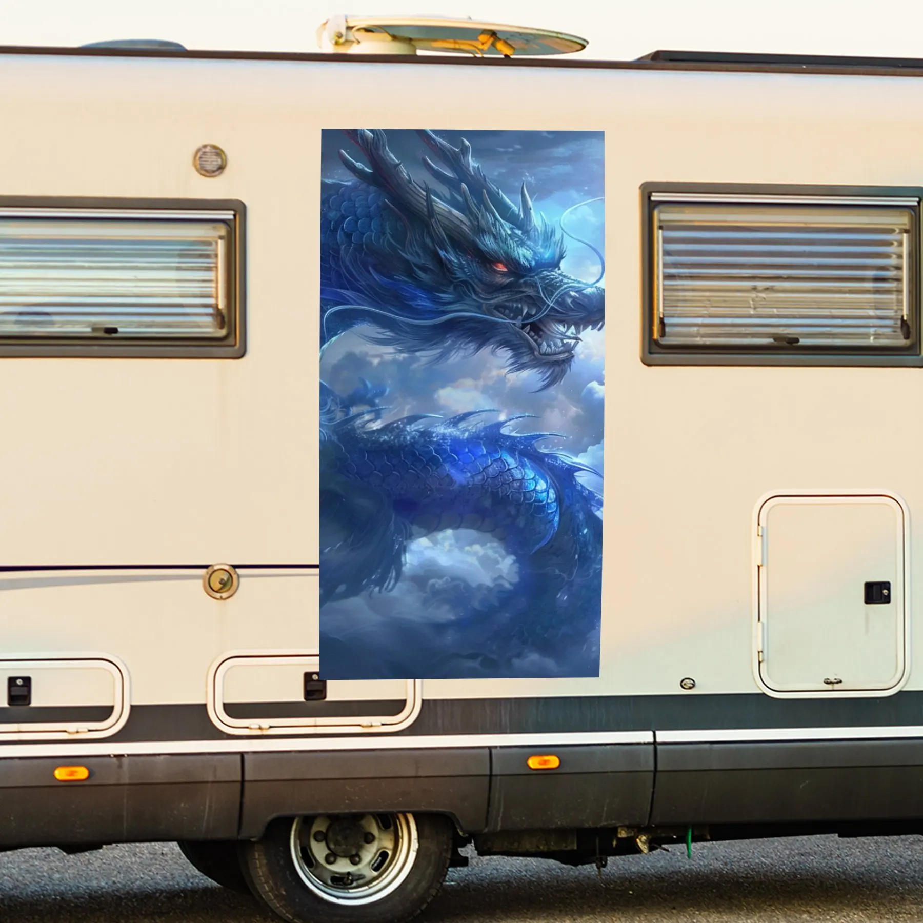 

Виниловая наклейка «Мифический синий дракон» для двери автомобиля на колесах, водонепроницаемые самоклеящиеся виниловые наклейки, защита автомобиля, украшение