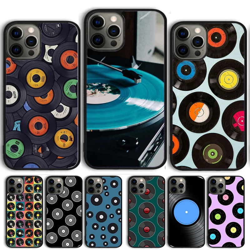 Custodia per telefono classica con etichetta blu con disco in vinile per iPhone 17 Air 14 15 16 16e 13 12 Max Cover per Apple 11 Pro Max Plus