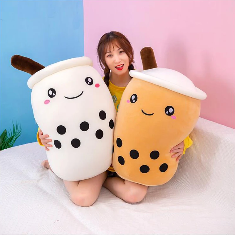 Hot Bubble Tea Plushie Toy Stuffed Food Milk Tea Soft Doll Boba Fruit Tea Cup Pillow Cushion Kids Toys Birthday Christmas Gifts