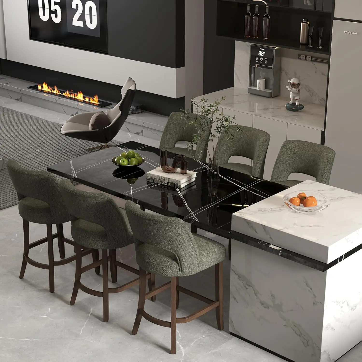 Bar Stools Set of2,Upholstered Counter Height Bar Stools,Modern Counter Stools with Wood Legs for Kitchen Island Dining Room Bar