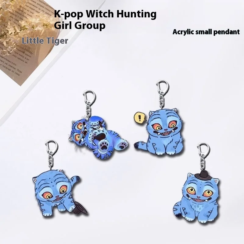 

Cartoon Huntrix Saja Boys Derpy Tiger Acrylic Keychains Double-Sided K-Pop Demon Hunters Ring Key Chain Jewelry for Fans