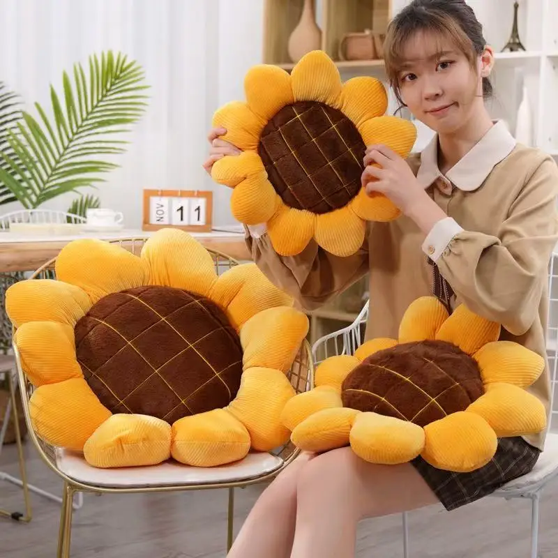 Büro-Sonnenblumen-Plüschkissen Wohnzimmer-Sofa-Kopfteil Dekoratives Plüschkissen Auto-Sonnenblumen-Plüsch-Rückenkissen