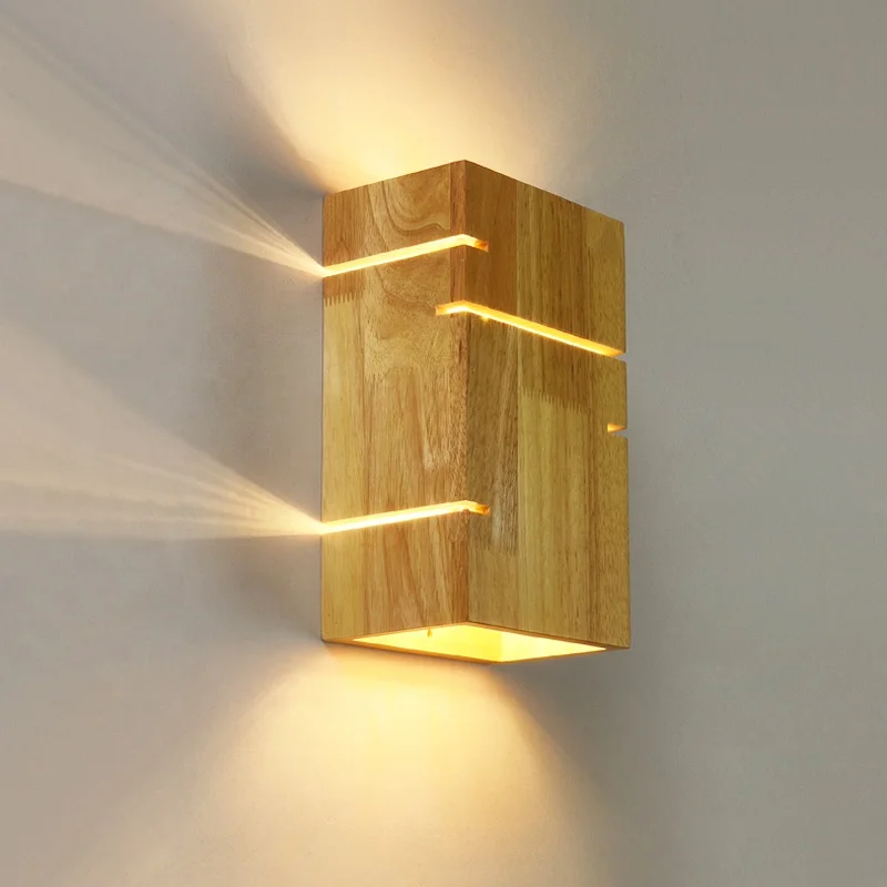 

Japan Style Solid Wood Wall Lights For Home Decoration Tv Bedroom Bedside Sconce Modern Up And Down Led Wall Lighting Fixture