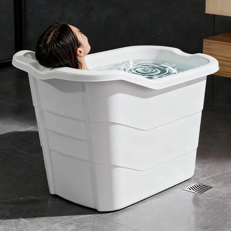 Convenient Modern Bathtubs for Seniors Easy-to-Clean Plastic Full-Body Bathtub Stylish Thickened Design for Tubs Bathroom