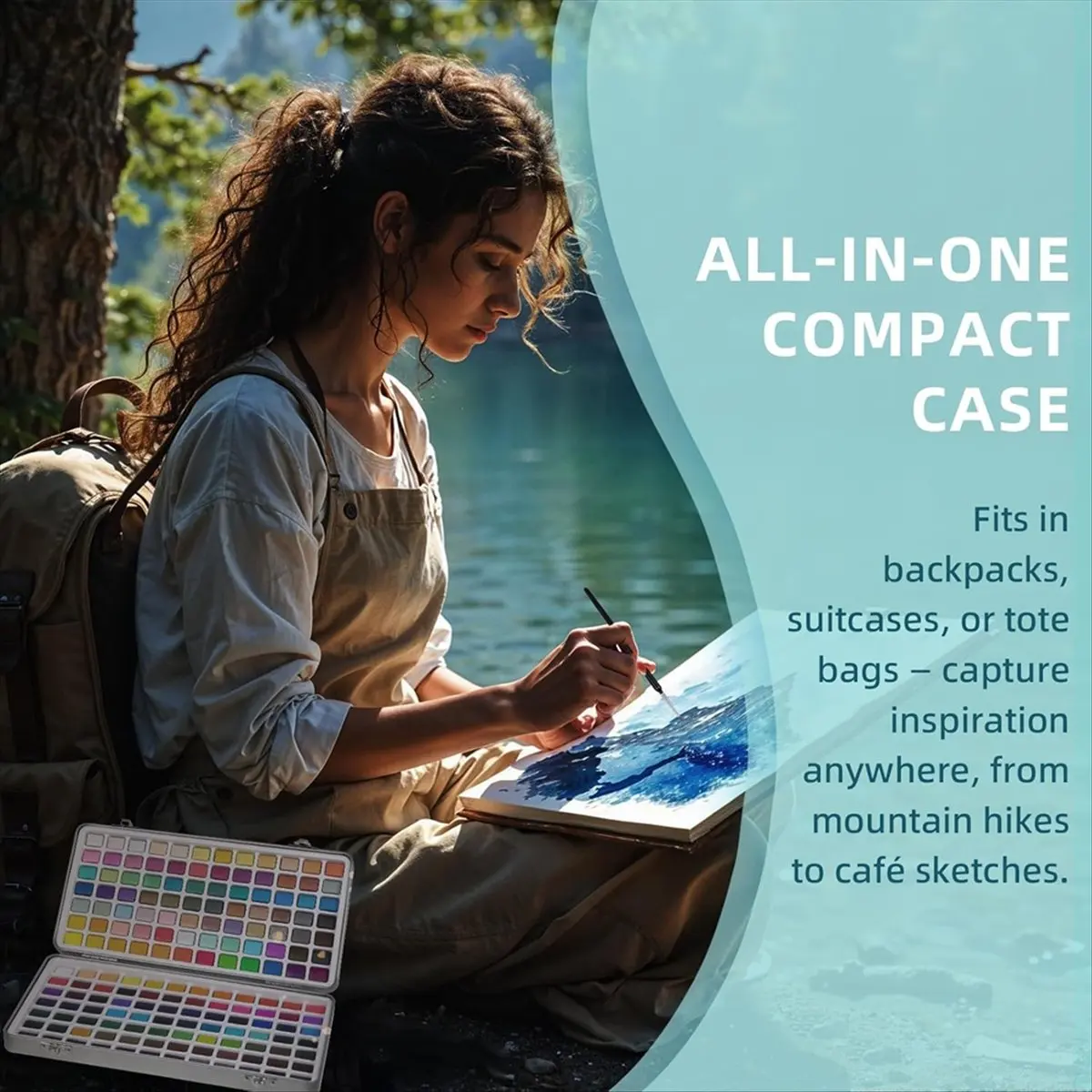 

(ABLP) Набор акварельных красок, 168 цветов, набор для рисования с водным кистом и нейлоновыми кистями, для начинающих