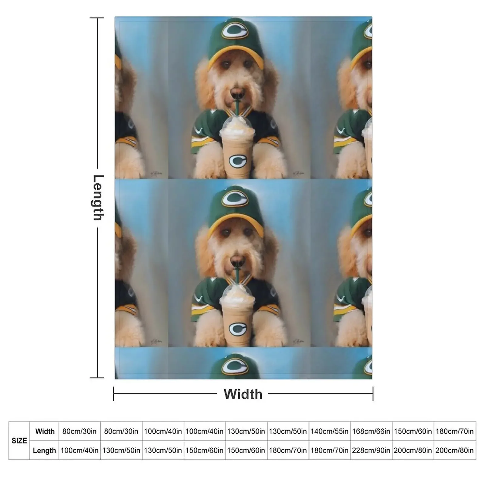 Funny Coffee Drinking Labradoodle Dog in Baseball Hat and Football Shirt Throw Blanket Beautifuls For Decorative Sofa Blankets