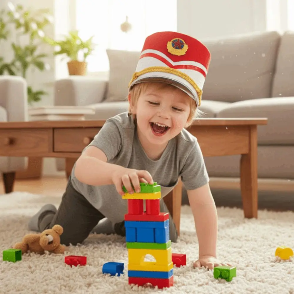 

Cosplay Show Marching Band Hat Skin-friendly Gold Trim Strips Drum Major Master Hats Photography Themed Party Soldier Top Cap