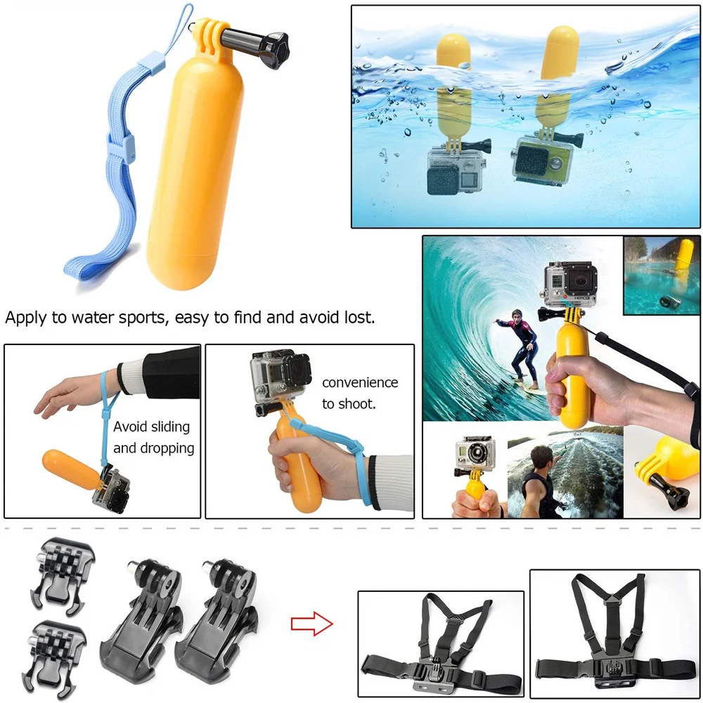 طقم ملحقات كاميرا الحركة لـ GoPro 11 10 9 8 7 Insta360 X3 X2 Dji oomo Action شاومي Yi الرياضة ملحقات الكاميرا مجموعة