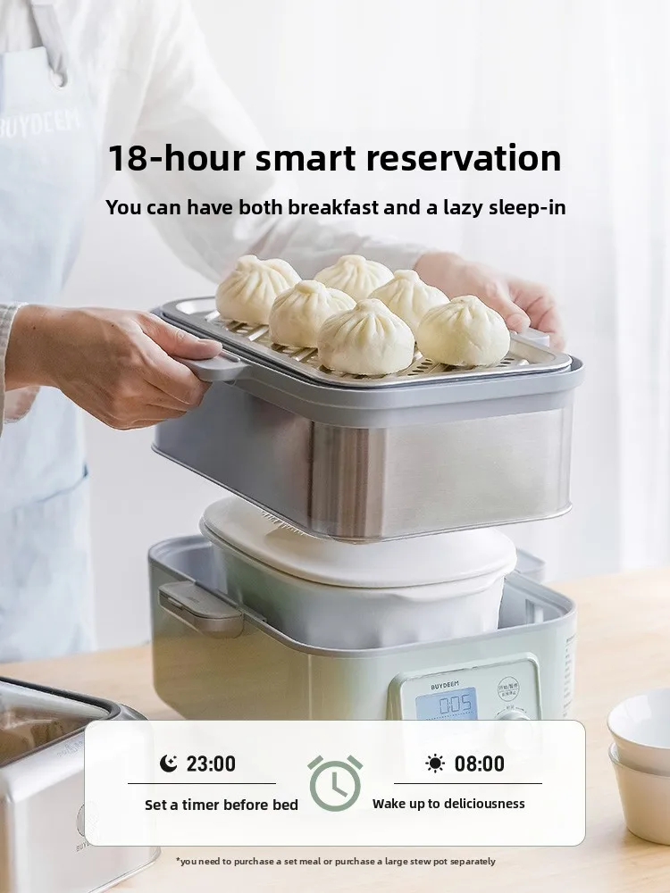 Steaming Saucepan. Electric Steamer, Multi-functional Water-proof Stew Reservation Cooking Pot
