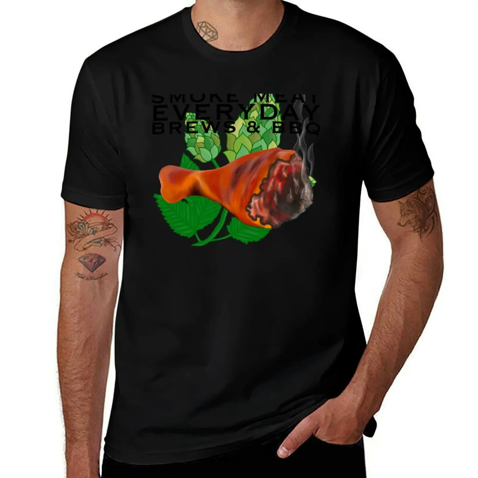 

Smoke Meat Everyday - Brews & BBQ T-Shirt man t shirts for men casual t shirts for man graphic tees T-Shirt