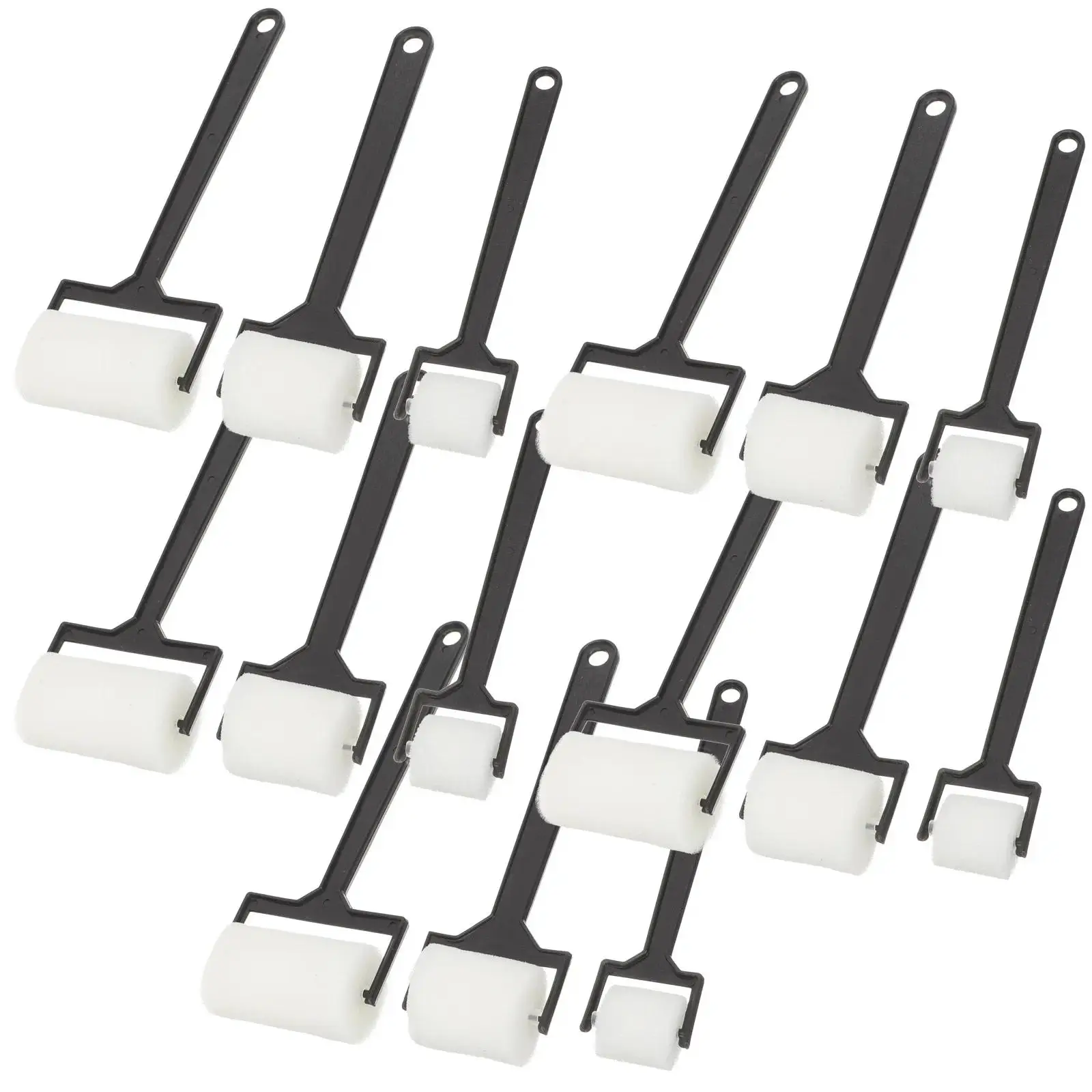 15Pcs(3Sizes) Foam Paint Brush Set, Sponge Roller & Brush Kit for Acrylic Art Crafts, Assorted Sizes with Handles