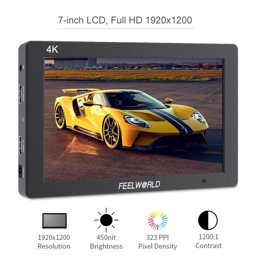 FEELWORLD Field Monitor T7 PLUS 7Inch 3D LUT IPS 1920x1200 On-camera Field Housing 4K HDMI Input/ Output For Video Shooting