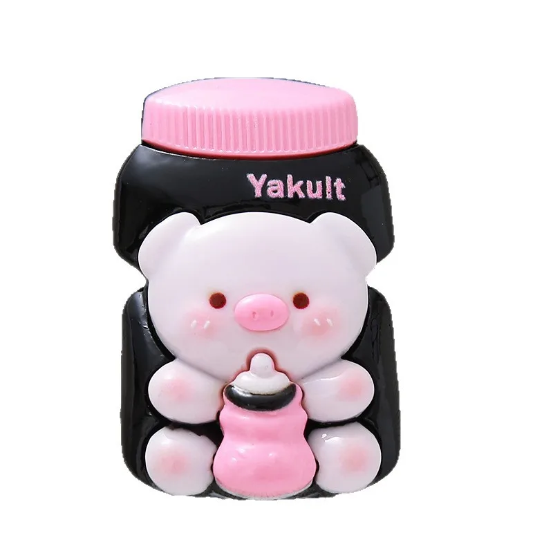 2pcs Large cartoon pig bottle cup resin jewelry accessories DIY mobile phone holder children's hairpin decorative flatback