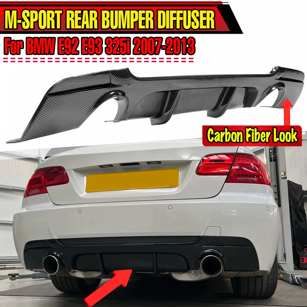 

Car Rear Bumper Diffuser Lip Spoiler Body Kit For BMW E92 E93 325i M Sport 2007-2013 Rear Bumper Lip Chin Splitter Guard