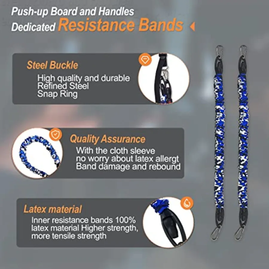 Widerstandsbänder für tragbares Fitnessstudio, Push-Up-Board und Pilates-Bar-Ersatz-Backup-Übungsband. Sicherheitsstoffbezug, Squat Worko