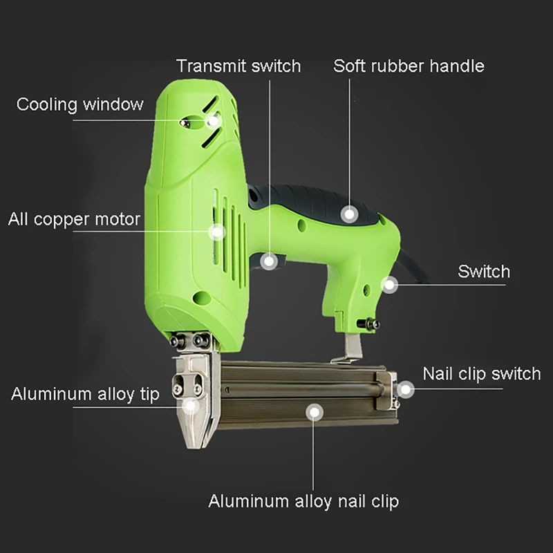 1800W Electric Stapler Furniture Construction Nail Gun Tacker Staples Nails Power Tool for Home Upholstery DIY U Nail Air Nailer