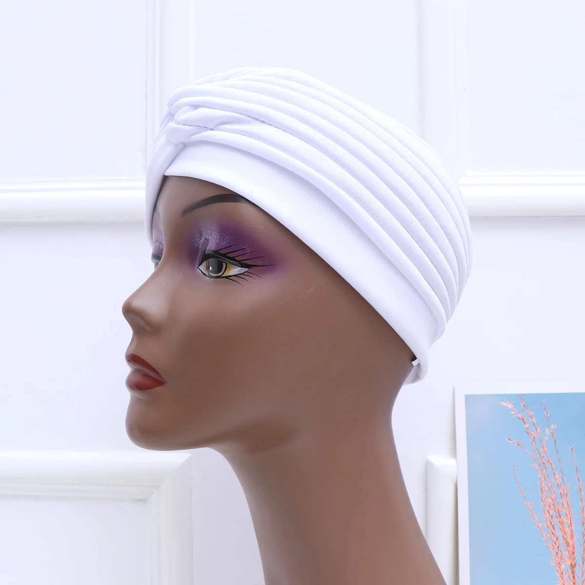 

5 Pcs Chemotherapy Hats Solid Headscarf Cross Turban Cap Elastic Headgear Soft Full Coverage for Sensitive