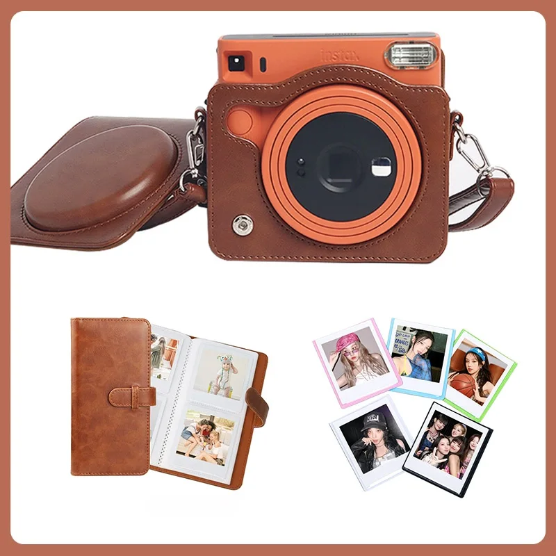 Square Photo Frame+80 Pockets Album Book  Solid Color Protective Case For Fujifilm Instax Square SQ1 Camera Bag Case Handbags